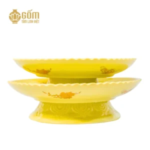 Mâm bồng men vàng tài lộc Bát Tràng