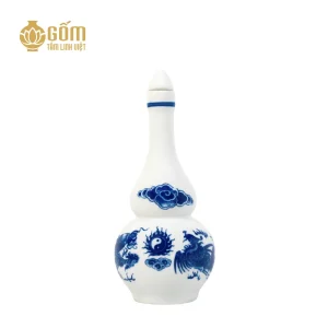 hình ảnh Nậm rượu thờ men lam chàm cổ Bát Tràng họa tiết rồng chính hãng