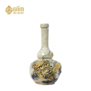 Nậm rượu thờ men rạn họa tiết rồng