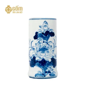 Ống hương thờ men lam Bát Tràng